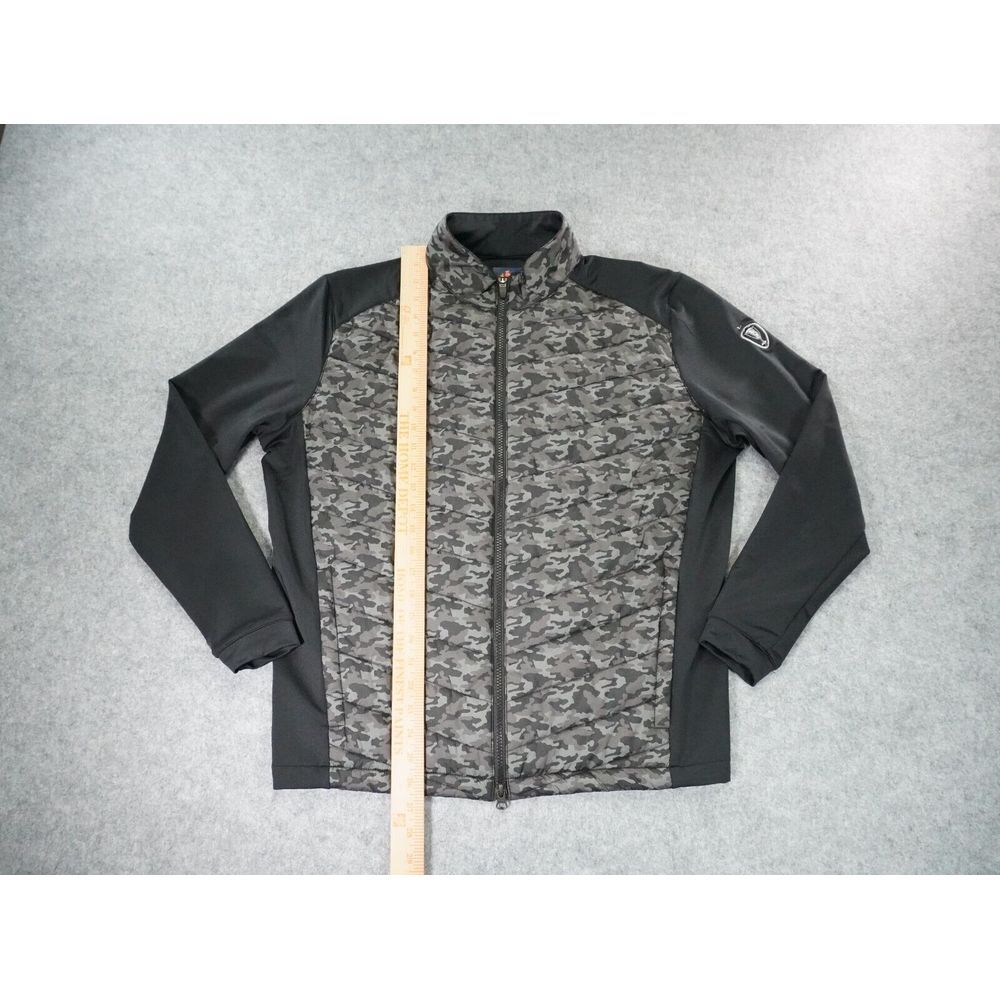 Donald Ross Jacket Mens Medium Black Gray‎ Camo Long Sleeve Full Zip Hybrid Golf - Picture 3 of 11